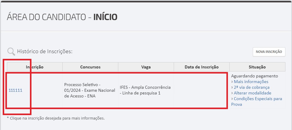 00.Area do Candidato inscrição